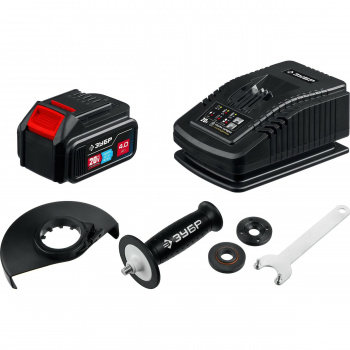 Угловая шлифовальная машина ЗУБР AB-125-41, 1 АКБ (4Ач), в сумке