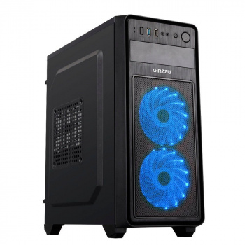 Корпус для ПК GINZZU E220 FAN 12LED *2 Blue USB3.0 (17592)