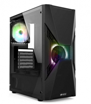 Корпус для ПК HIPER GAME ORO-2RGB (w/o PSU, USB+HD audio, 1*RGB rear fan, 1*RGB front fan) BLACK
