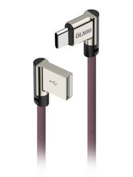 Кабель OLMIO 038769 USB 2.0 - USB type-C 1м угловой Коричневый
