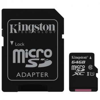 Карта памяти Kingston micro SDXC 64 Gb+адаптер Сlass10 UHS-I 45MB/s