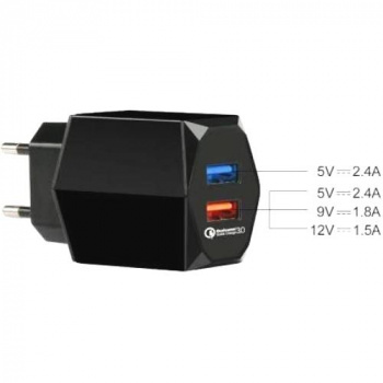 Зарядное устройство от сети 220в Jet.A UC-Z23 3.0A Чёрный