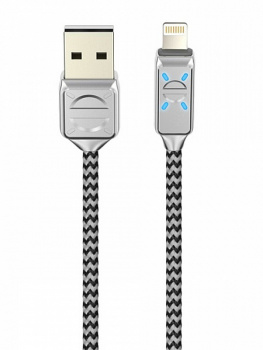 Кабель OLMIO 038659 USB 2.0 - lightning LED, 1.2м, 2.1A Серый