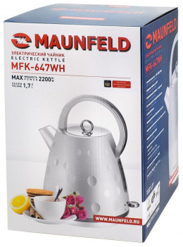 Чайник электрический Maunfeld MFK-647WH белый с хромированными элементами