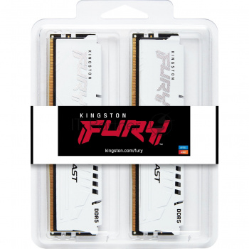 Оперативная память Kingston Fury Beast, DDR5, 32GB (2x16GB), 5200MHz, CL36, DIMM, радиатор, белый