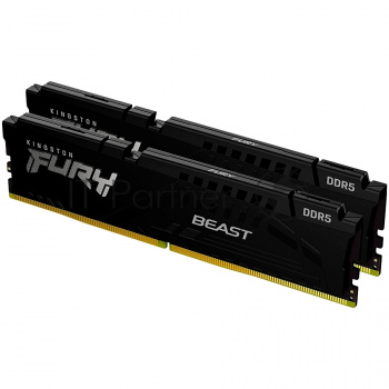 Оперативная память Kingston Fury Beast, DDR5, 32GB (2x16GB), 5200MHz, CL40, DIMM, радиатор, чёрный