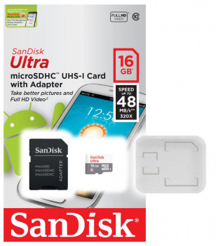 Карта памяти Sandisk micro SDHC 16 Gb Class 10 Ultra Android UHS-I 48MB