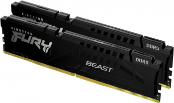 Оперативная память Kingston Fury Beast, DDR5, 64GB (2x32 GB), 6400 MHz, CL32, DIMM, радиатор, чёрный