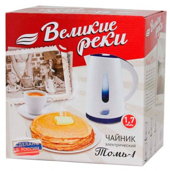 Чайник электрический Великие реки Томь-1 бел/зеленый