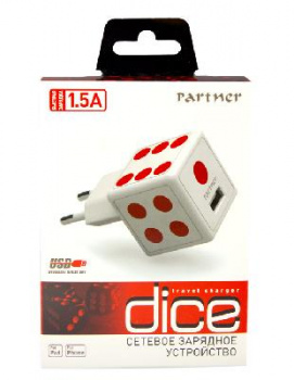 Зарядное устройство от сети 220в Partner Dice черная игр. кость
