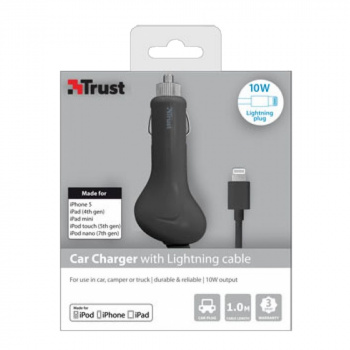 Зарядное устройство от прикуривателя 12-24в Trust Lightning cable – 10W (Y)