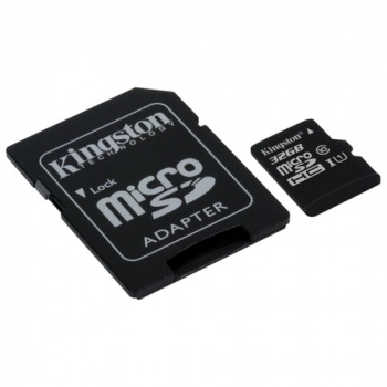 Карта памяти Kingston micro SDHC 32 Gb + адаптер Сlass 10