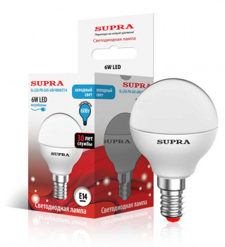 Лампа светодиодная Supra SL-LED-PR-G45-6W\3000\E14