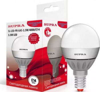 Лампа светодиодная Supra SL-LED-PR-G45-6W\4000\E14