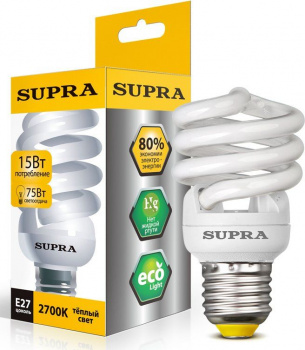 Лампа люминесцентная Supra SL-SP-15\2700\E27