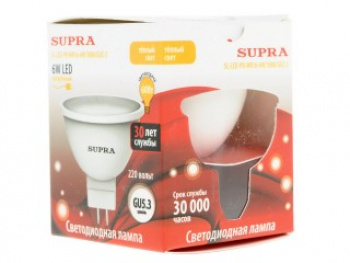 Лампа светодиодная Supra SL-LED-PR-MR16-6W\4000\GU5.3