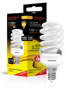 Лампа люминесцентная Supra SL-SP-15\2700\E14