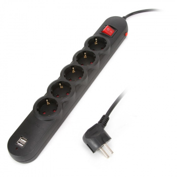 Фильтр-удлинитель Supra SF-5-ESC-USB-1,8M Чёрный