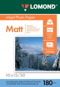 Фотобумага Lomond матовая 180г/м², 10х15, 50л (0102063)