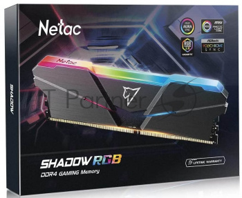 Оперативная память NETAC Shadow, DDR4, 8GB (1x8GB), 2666MHz, CL19, DIMM, с радиаторами, RGB, черный