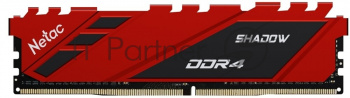 Оперативная память NETAC Shadow, DDR4, 8GB (1x8GB), 3200MHz, CL16, DIMM, с радиаторами, красный