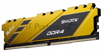 Оперативная память NETAC Shadow, DDR4, 8GB (1x8GB), 3600MHz, CL18, DIMM, с радиаторами, желтый