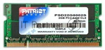 Оперативная память Patriot, DDR2, 2GB (1x2 GB), 800 MHz, CL6, SO-DIMM