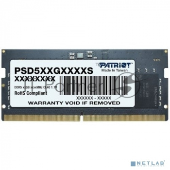 Оперативная память Patriot, DDR5, 8GB (1x8 GB), 4800 MHz, CL40, SO-DIMM