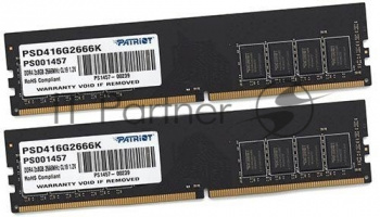 Оперативная память Patriot Signature, DDR4, 16GB (2x8 GB), 2666 MHz, CL17, DIMM