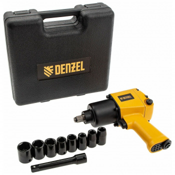 Гайковерт пневматический Denzel IW860+головок, 1/2", 7000 об/мин, 868 Нм
