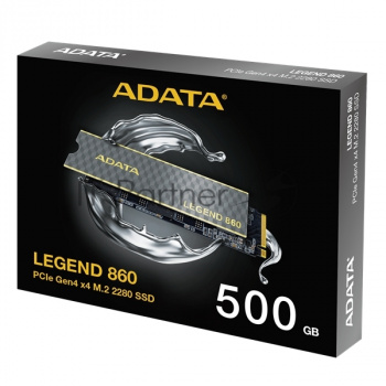 Накопитель SSD ADATA LEGEND 860, 500Gb, PCIe 4.0 x4, M.2 2280, NVMe, R/W 5000/3000, с радиатором