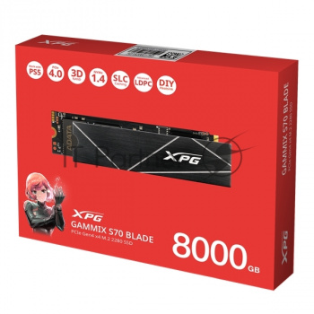 Накопитель SSD ADATA XPG GAMMIX BLADE S70, 8Tb, PCIe 4.0 x4, M.2 2280, NVMe, R/W 7300/6300