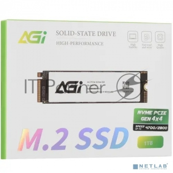 Накопитель SSD AGI AGI1T0G43AI818, 1Tb, PCIe 4.0 x4, M.2 2280, NVMe, R/W 4700/2800