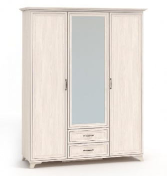 Шкаф МЕБЕЛЬ-КОМПЛЕКС Мирелла Шкаф 3-х створчатый Бодега Светлая/Патина